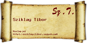 Sziklay Tibor névjegykártya